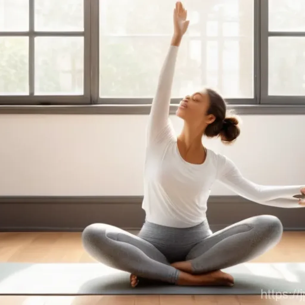 간편한 셀프케어 루틴 10가지 - **Morning Awakening and Gentle Stretch**
    A serene, naturalistic image of a young woman in her ea...