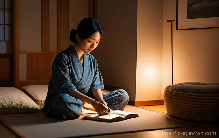 셀프케어 루틴과 스트레스의 상관관계 - **"A young Japanese person, gender-neutral, in their mid-20s, dressed in casual, modest everyday clo...