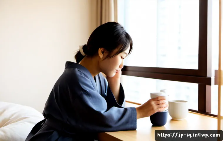 셀프케어 루틴과 소셜 미디어의 영향 - Photorealistic morning self-care scene in a tidy contemporary Japanese apartment, a relaxed Japanese...